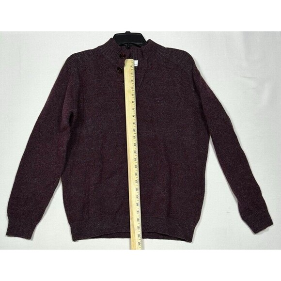 Toscano Firenze Mens Large Burgundy Sweater Wool Blend Henley Button Neck Marble - Picture 6 of 11